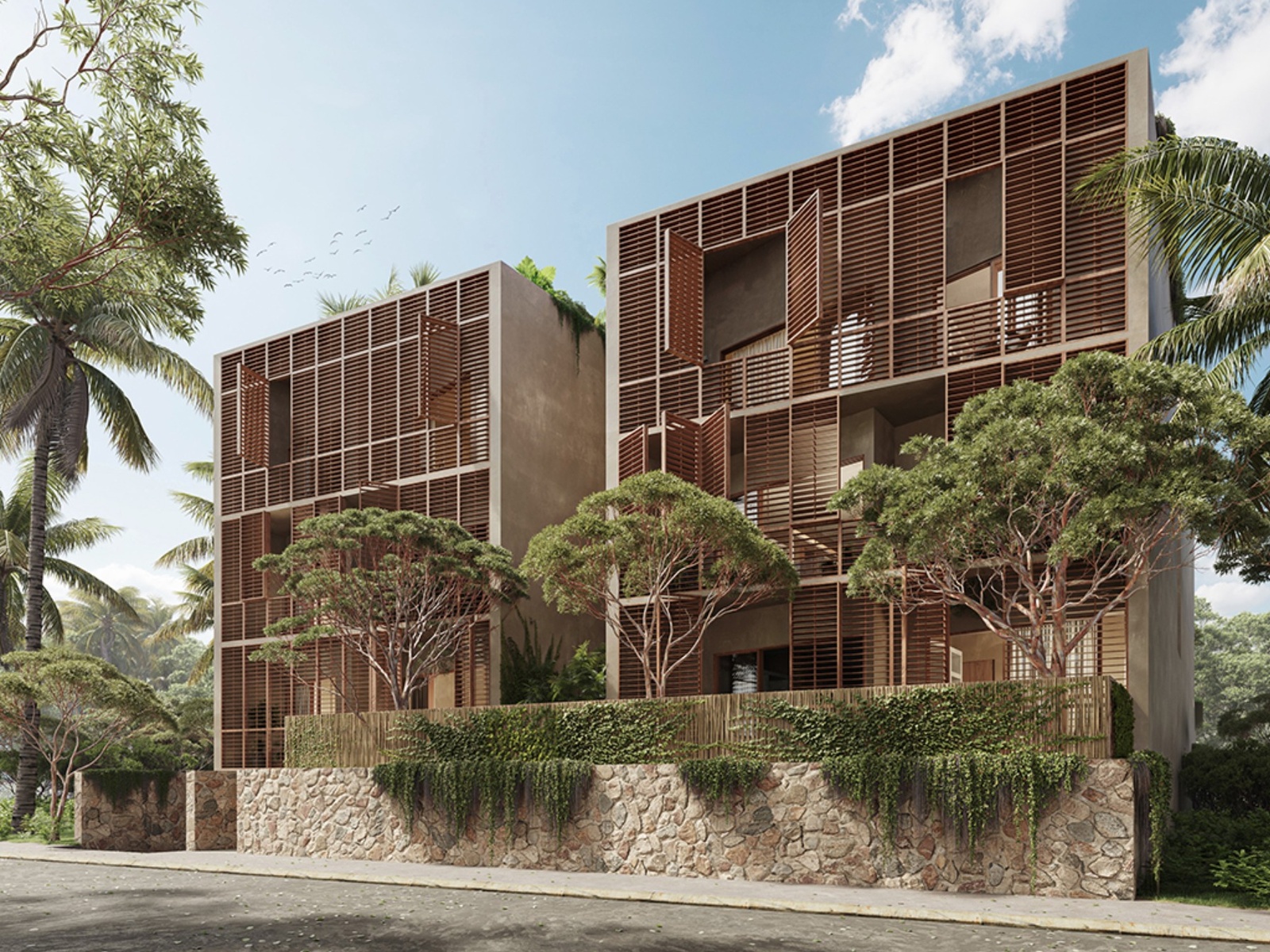 Aeheca façade render in La Cruz de Huanacaxtle