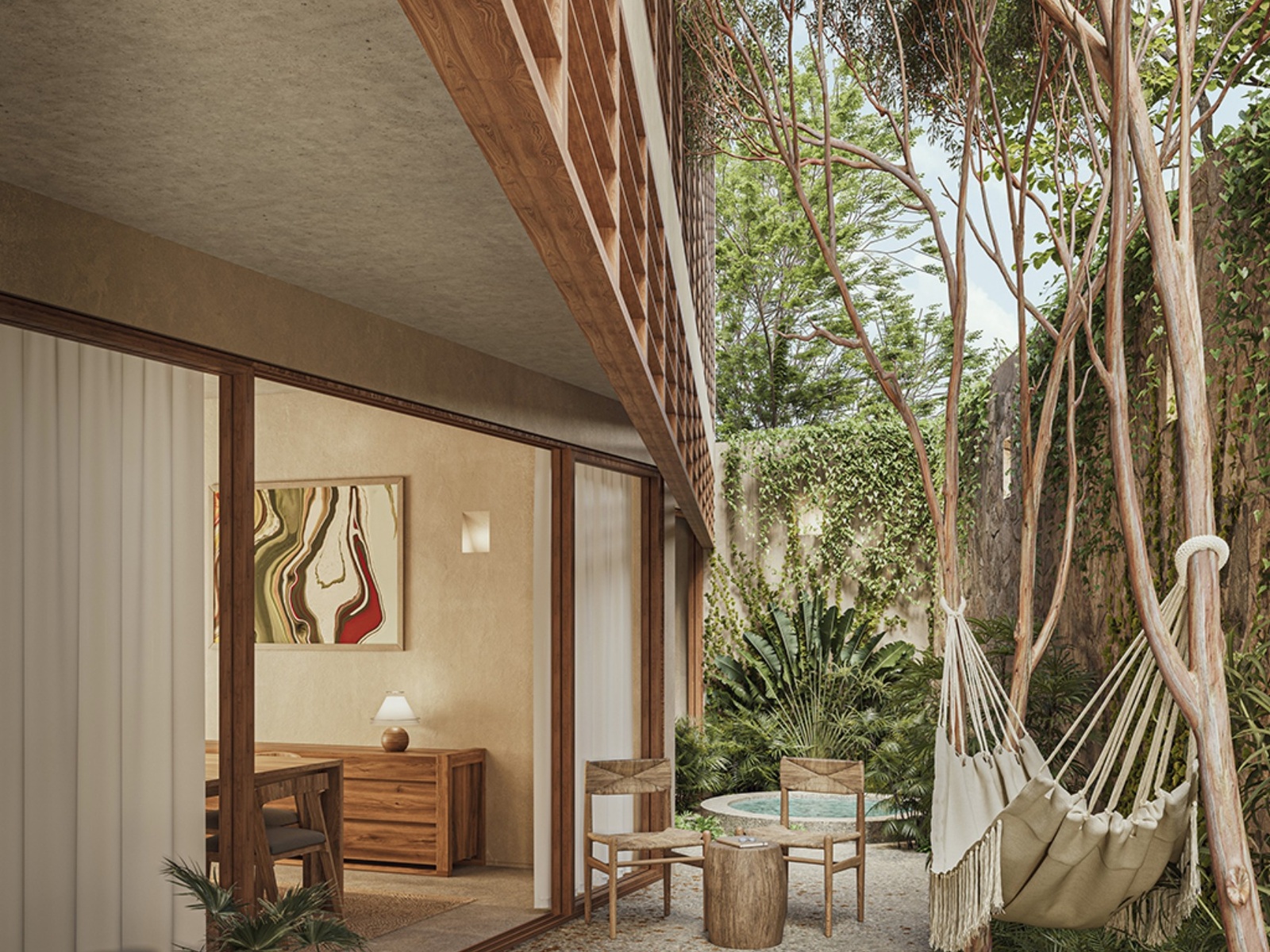 Aeheca private garden terrace render