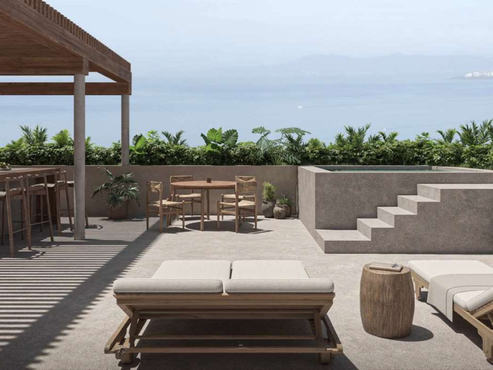 Aeheca rooftop bar and pool render
